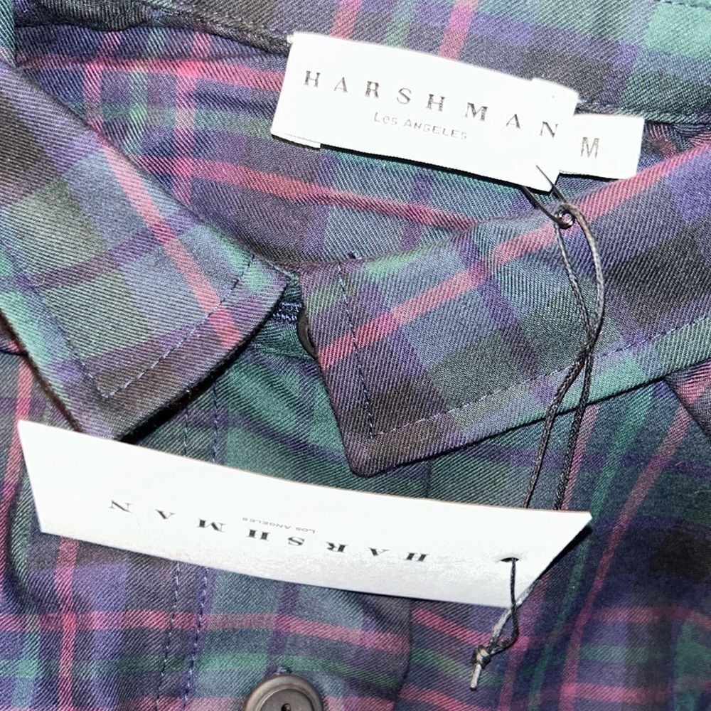Harshman Plaid Green & Purple Cotton Plaid Shirt Oversized Tunic(Size Medium) - Picture 11 of 11